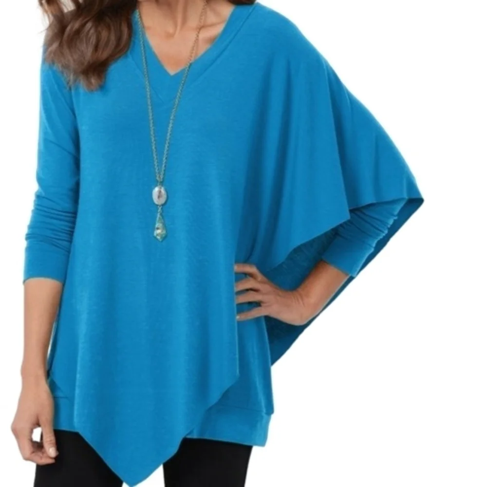 Soft Surroundings Madeline Tunic blue tunic V-neck, long sleeve Size PXL - Picture 2 of 11